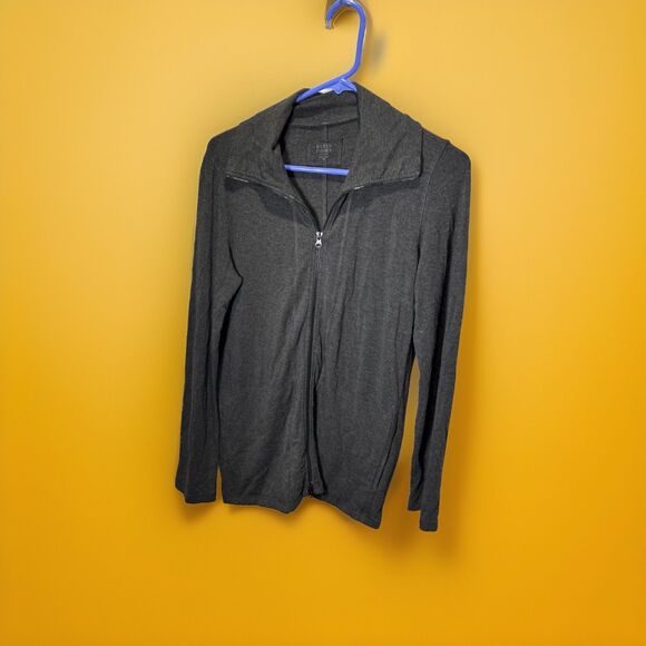 Eileen Fisher Womens Petite Mock Neck Full Zip Stretch Sweatshirt Gray see pics - Picture 1 of 16
